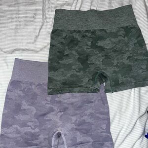 SHEIN Green and Purple Camo Athletic Shorts